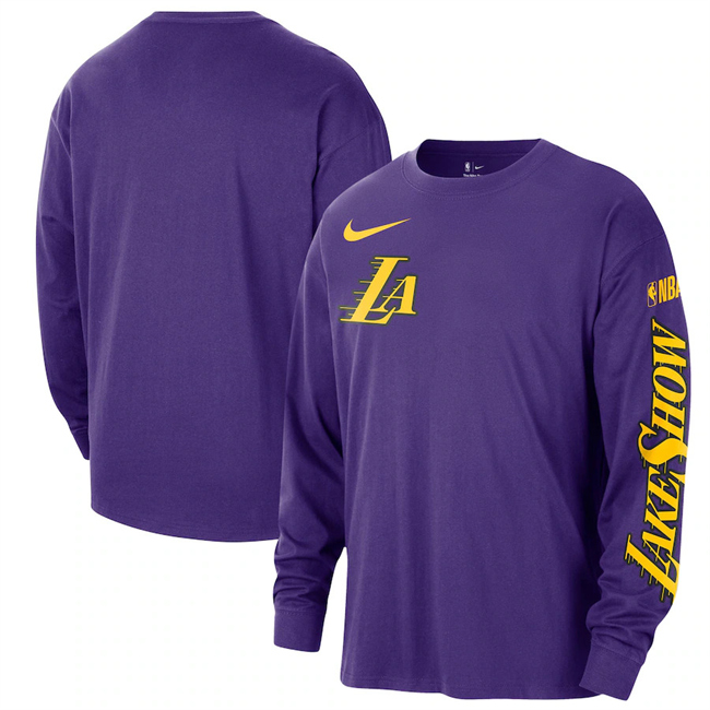 Men's Los Angeles Lakers Purple 2024/25 City Edition Courtside Max90 Heavyweight Long Sleeve T-Shirt